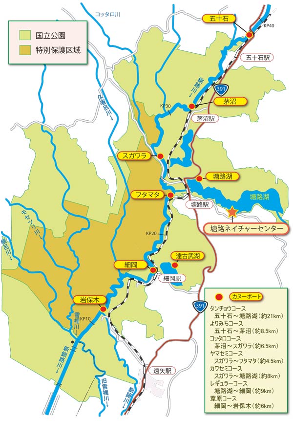 釧路湿原、釧路川マップ